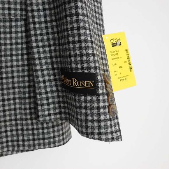 BNWT Harry Rosen Checkered Pattern Black and White Blazer - Size 42S - Picture 3 of 10